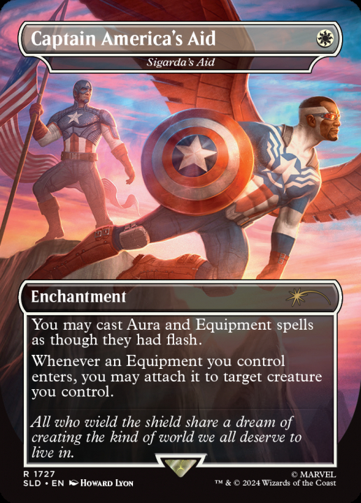 Sigarda's Aid as Captain America's Aid in the group Magic the Gathering / Sets / Secret Lair / Secret Lair x Marvel's Captain America at Proxyprinters.com (101473)