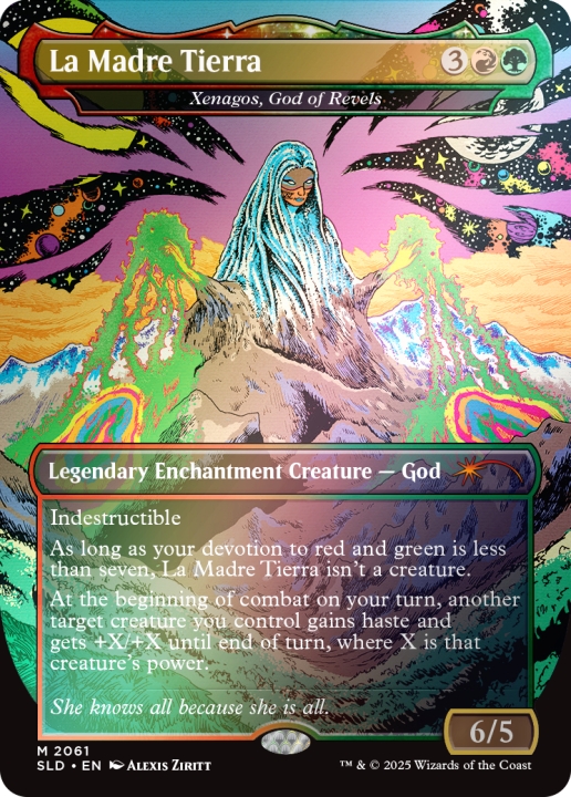 Xenegos, God of Revels as La Madre Tierra in the group Magic the Gathering / Sets / Secret Lair / Nuestra Magia EN at Proxyprinters.com (103194)