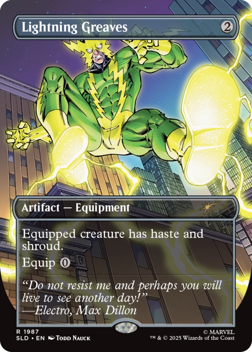 Lightning Greaves in the group Magic the Gathering / Sets / Secret Lair / Secret Lair x Marvel's Spider-Man: Villainous Plots at Proxyprinters.com (104301)