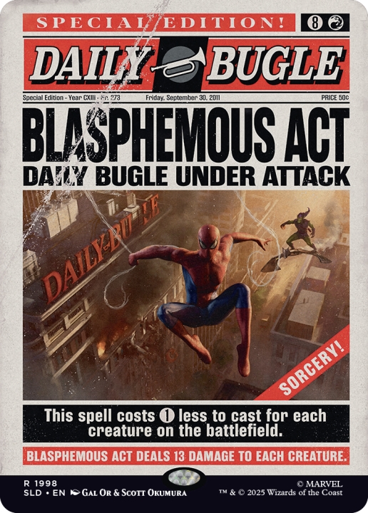 Blasphemous Act in the group Magic the Gathering / Sets / Secret Lair / Secret Lair x Marvel's Spider-Man: Daily Bugle Breaking News at Proxyprinters.com (104317)