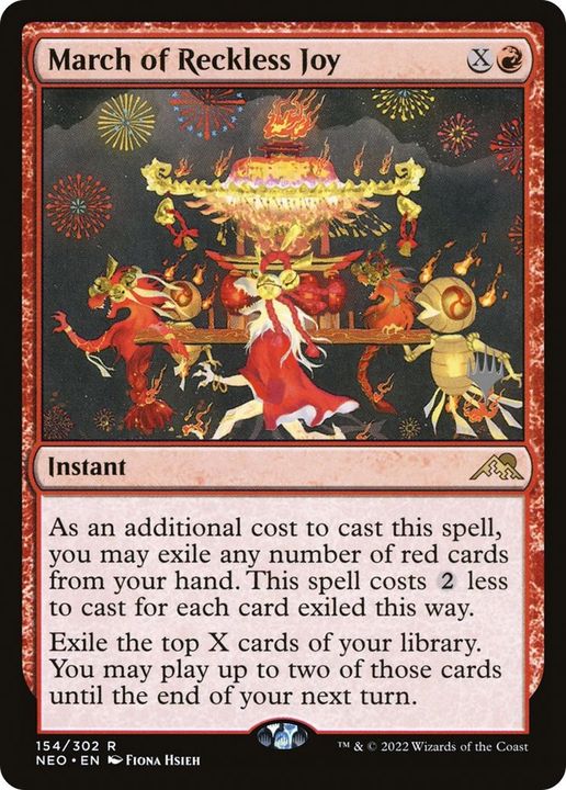 March of Reckless Joy in the group Magic the Gathering / Sets / Kamigawa: Neon Dynasty Promos at Proxyprinters.com (11304)