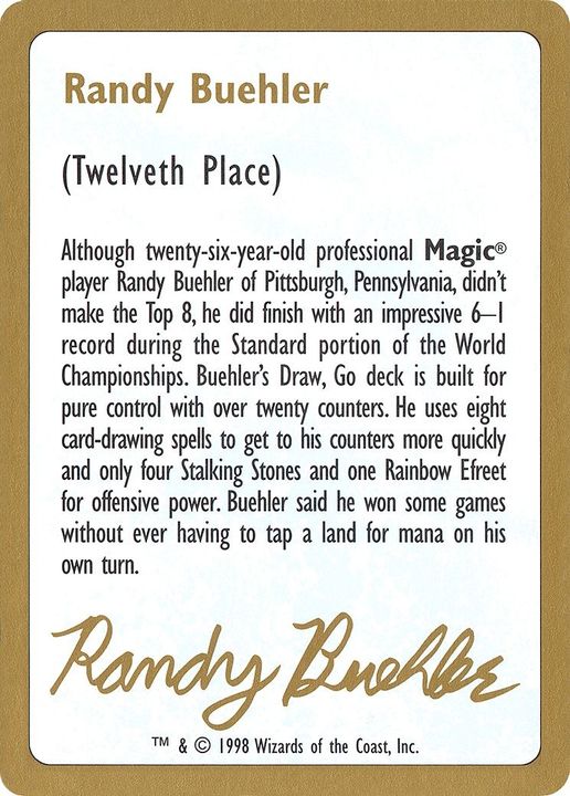 Randy Buehler Bio in the group Advanced search at Proxyprinters.com (12895)