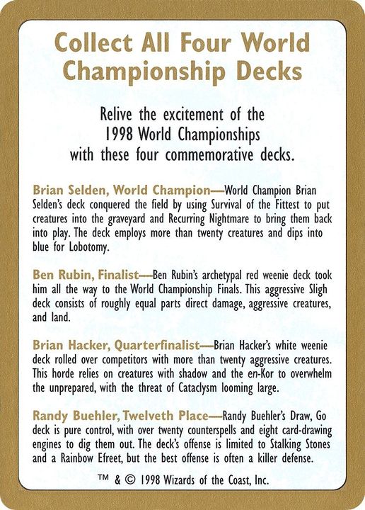 1998 World Championships Ad in the group Advanced search at Proxyprinters.com (13930)