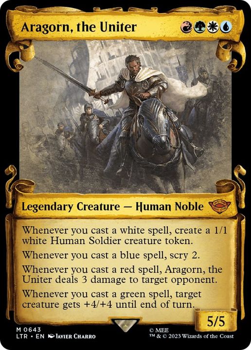 Aragorn, the Uniter in the group Magic the Gathering / Types / Colors / Multicolors / G, R, U, W at Proxyprinters.com (16995)