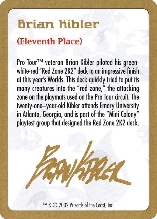 Brian Kibler Bio in the group Singles at Proxyprinters.com (20324)