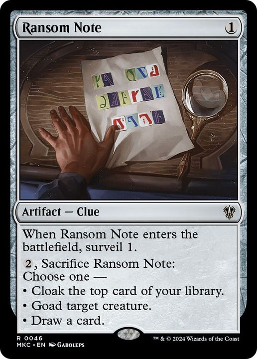 Ransom Note in the group Magic the Gathering / Types / Artifacts / Artifact at Proxyprinters.com (21287)