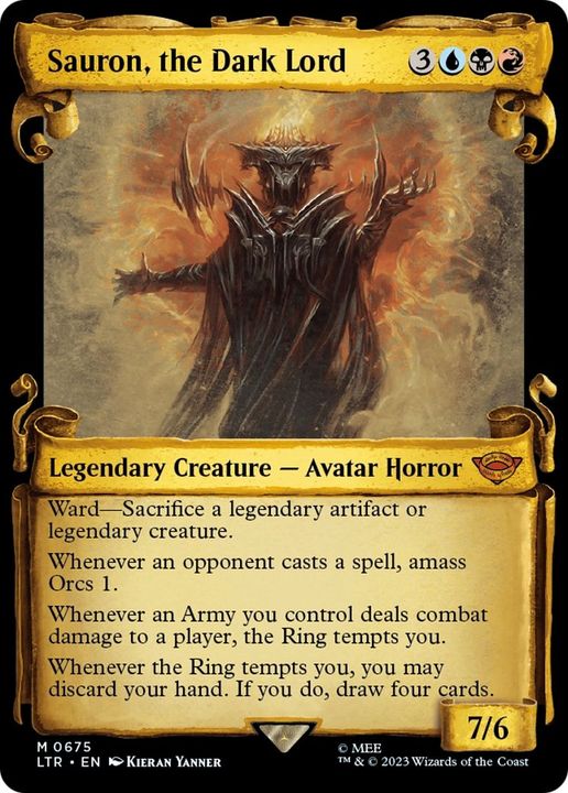 Sauron, the Dark Lord in the group Magic the Gathering / Types / Colors / Multicolors / B, R, U at Proxyprinters.com (24158)