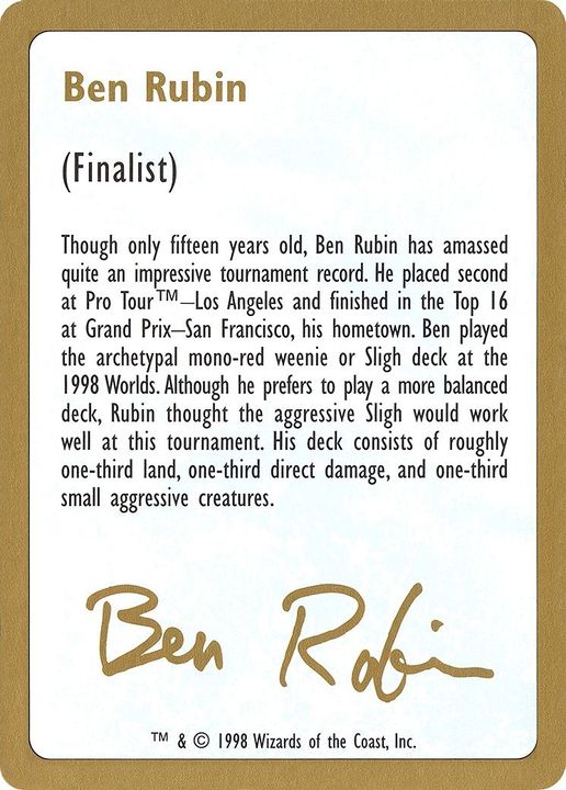 Ben Rubin Bio in the group Magic the Gathering / Types / Colors / Colorless at Proxyprinters.com (2600)