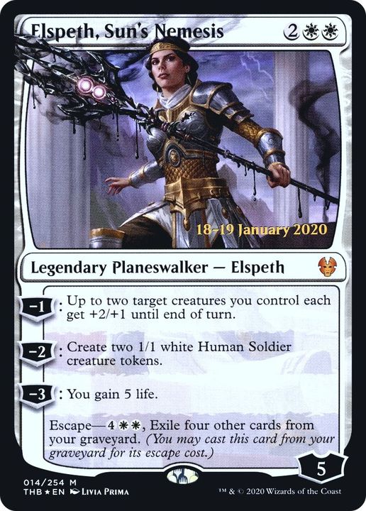 Elspeth, Sun's Nemesis in the group Magic the Gathering / Sets / Theros Beyond Death Promos at Proxyprinters.com (28014)