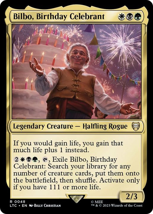 Bilbo, Birthday Celebrant in the group Magic the Gathering / Types / Colors / Multicolors / B, G, W at Proxyprinters.com (28084)