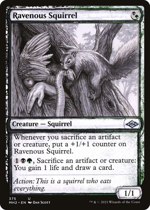 Ravenous Squirrel in the group Magic the Gathering / Types / Colors / Multicolors / B, G at Proxyprinters.com (29273)