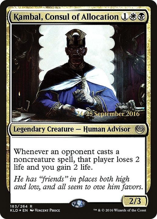 Kambal, Consul of Allocation in the group Magic the Gathering / Types / Colors / Multicolors / B, W at Proxyprinters.com (31039)