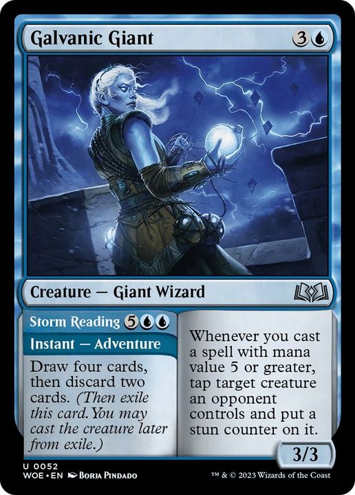 Galvanic Giant // Storm Reading in the group Magic the Gathering / Sets / Wilds of Eldraine Art Series at Proxyprinters.com (35298)