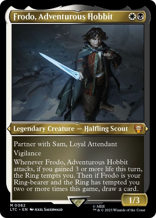 Frodo, Adventurous Hobbit in the group Magic the Gathering / Types / Colors / Multicolors / B, W at Proxyprinters.com (37019)