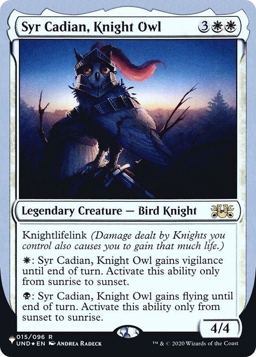 Syr Cadian, Knight Owl in the group Magic the Gathering / Types / Colors / White at Proxyprinters.com (39382)