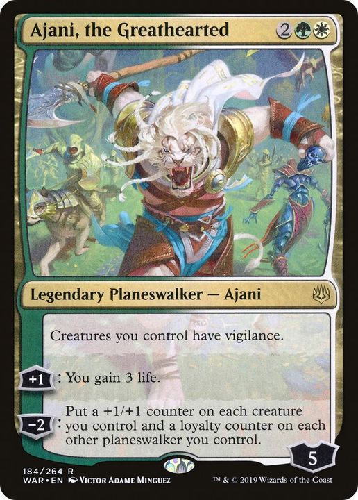 Ajani, the Greathearted in the group Magic the Gathering / Types / Colors / Multicolors / G, W at Proxyprinters.com (39715)