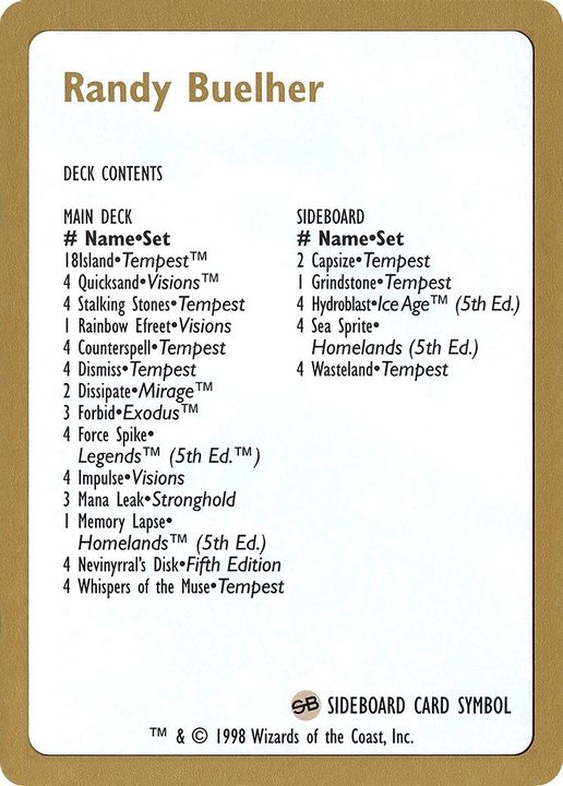 Randy Buehler Decklist in the group Magic the Gathering / Types / Colors / Colorless at Proxyprinters.com (45759)