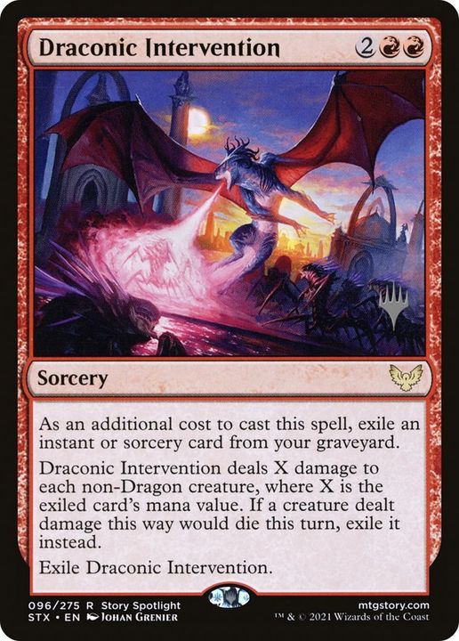 Draconic Intervention in the group Magic the Gathering / Sets / Strixhaven: School of Mages Promos at Proxyprinters.com (45943)