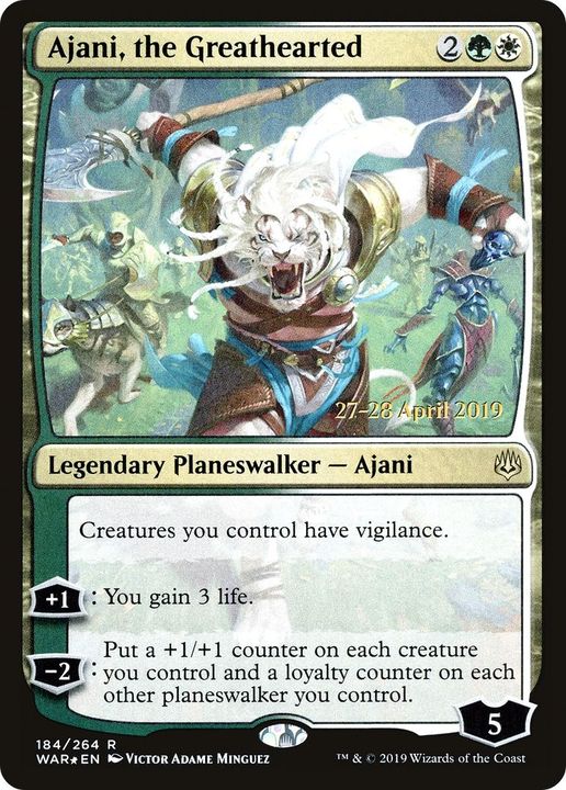 Ajani, the Greathearted in the group Magic the Gathering / Types / Colors / Multicolors / G, W at Proxyprinters.com (47459)