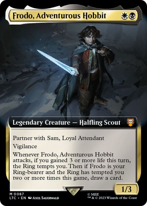 Frodo, Adventurous Hobbit in the group Magic the Gathering / Types / Colors / Multicolors / B, W at Proxyprinters.com (54618)