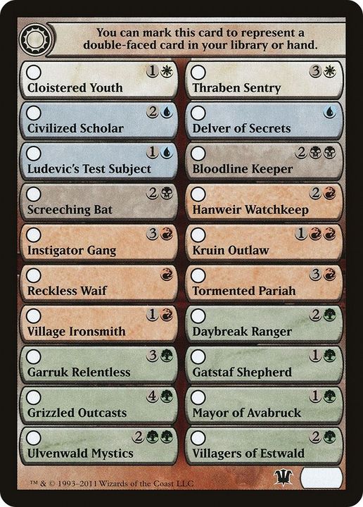 Innistrad Checklist in the group Magic the Gathering / Types / Colors / Colorless at Proxyprinters.com (56102)