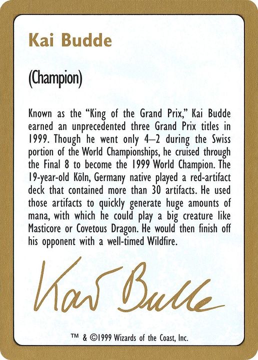 Kai Budde Bio in the group Magic the Gathering / Types / Colors / Colorless at Proxyprinters.com (57980)