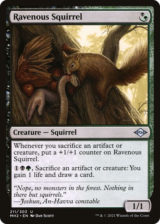 Ravenous Squirrel in the group Magic the Gathering / Types / Colors / Multicolors / B, G at Proxyprinters.com (58132)