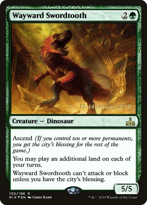 Wayward Swordtooth in the group Magic the Gathering / Types / Colors / Green at Proxyprinters.com (60401)