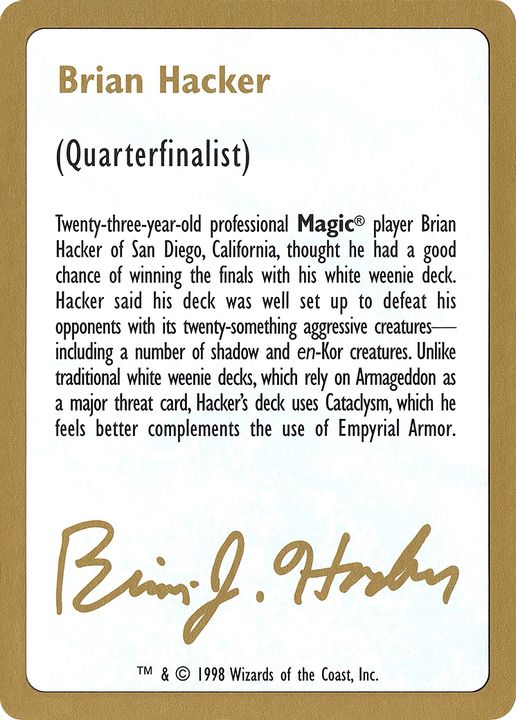 Brian Hacker Bio in the group Magic the Gathering / Sets / World Championship Decks 1998 at Proxyprinters.com (61728)