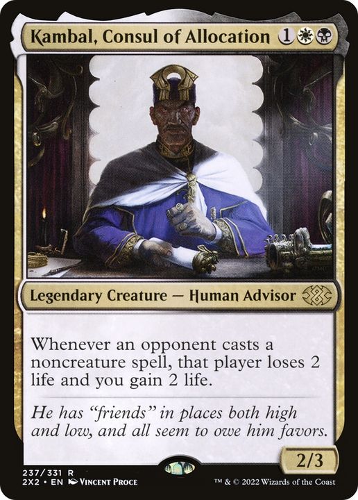 Kambal, Consul of Allocation in the group Magic the Gathering / Types / Colors / Multicolors / B, W at Proxyprinters.com (65763)