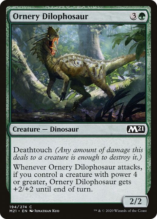 Ornery Dilophosaur in the group Magic the Gathering / Types / Colors / Green at Proxyprinters.com (71205)