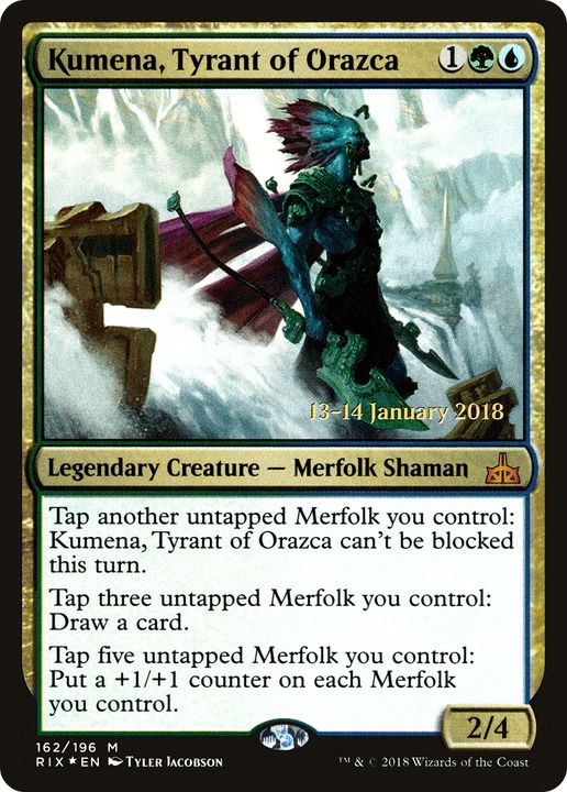 Kumena, Tyrant of Orazca in the group Magic the Gathering / Types / Colors / Multicolors / G, U at Proxyprinters.com (73122)