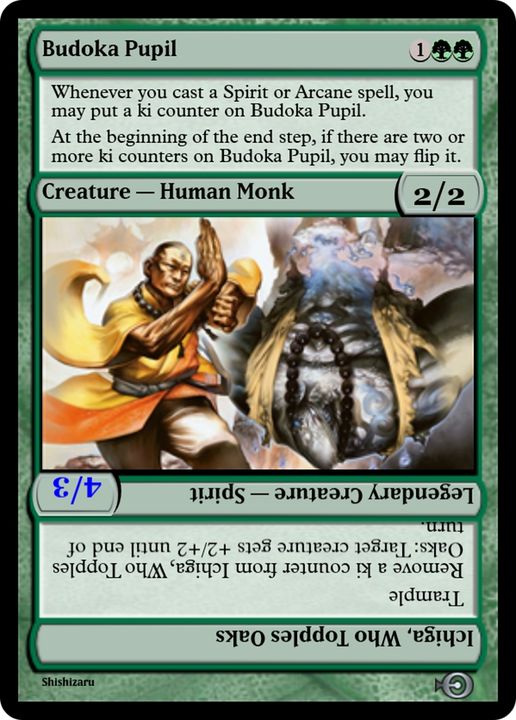 Budoka Pupil // Ichiga, Who Topples Oaks in the group Magic the Gathering / Types / Colors / Green at Proxyprinters.com (74941)