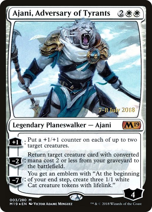 Ajani, Adversary of Tyrants in the group Magic the Gathering / Sets / Core Set 2019 Promos at Proxyprinters.com (83052)