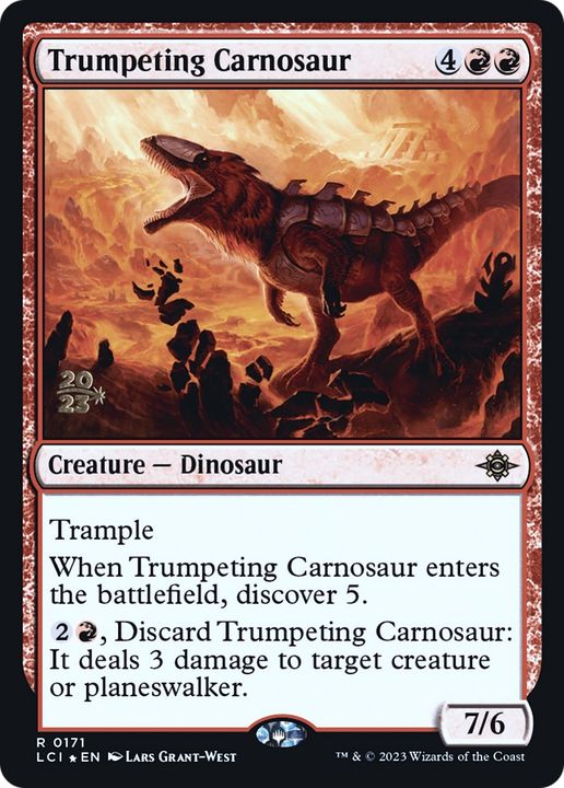 Trumpeting Carnosaur in the group Magic the Gathering / Sets / The Lost Caverns of Ixalan Promos at Proxyprinters.com (83828)