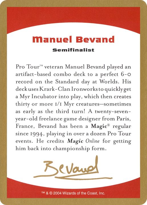 Manuel Bevand Bio in the group Advanced search at Proxyprinters.com (88149)