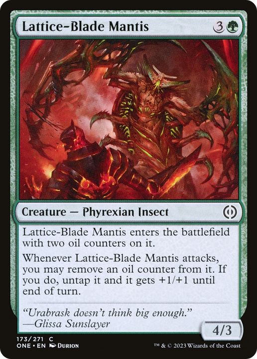 Lattice-Blade Mantis in the group Magic the Gathering / Sets / Phyrexia: All Will Be One at Proxyprinters.com (90365)