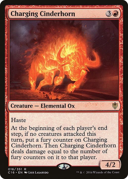 Charging Cinderhorn in the group Magic the Gathering / Types / Colors / Red at Proxyprinters.com (92080)