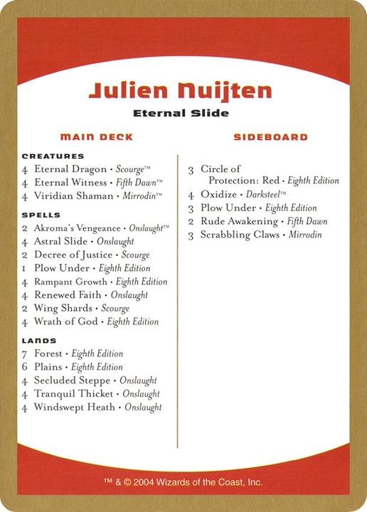 Julien Nuijten Decklist in the group Magic the Gathering / Sets / World Championship Decks 2004 at Proxyprinters.com (9227)