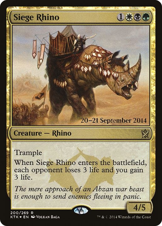 Siege Rhino in the group Magic the Gathering / Types / Colors / Multicolors / B, G, W at Proxyprinters.com (92399)