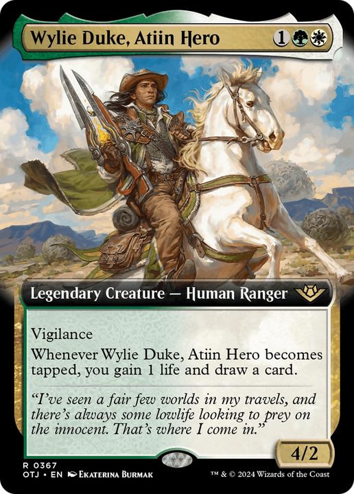 Wylie Duke, Atiin Hero in the group Magic the Gathering / Sets / Outlaws of Thunder Junction at Proxyprinters.com (94643)