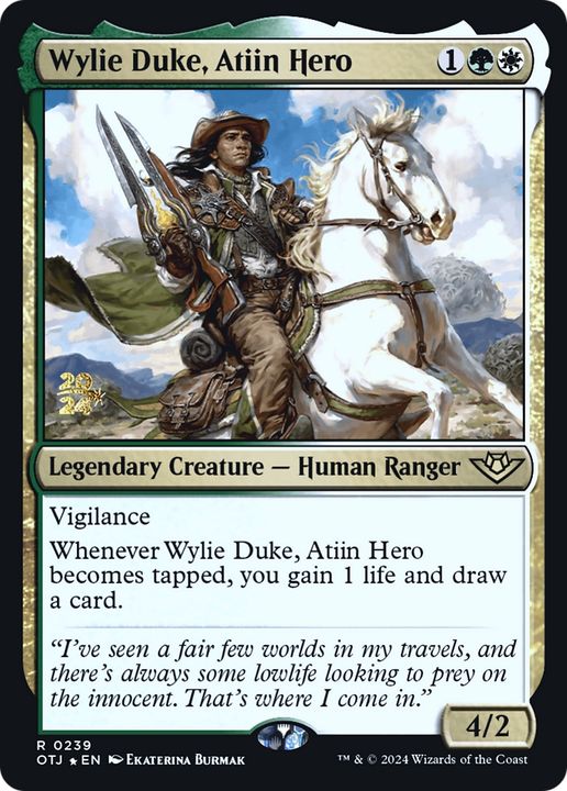 Wylie Duke, Atiin Hero in the group Magic the Gathering / Sets / Outlaws of Thunder Junction Promos at Proxyprinters.com (94934)