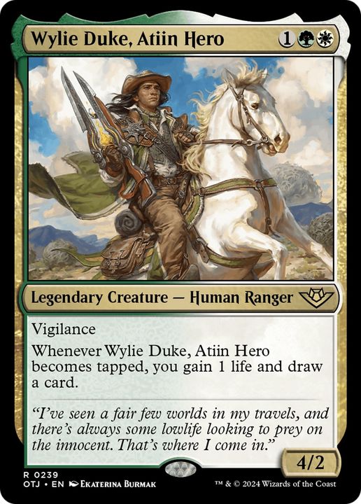 Wylie Duke, Atiin Hero in the group Magic the Gathering / Sets / Outlaws of Thunder Junction at Proxyprinters.com (95281)