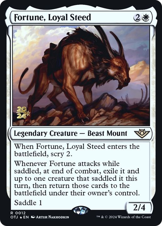 Fortune, Loyal Steed in the group Magic the Gathering / Sets / Outlaws of Thunder Junction Promos at Proxyprinters.com (95444)