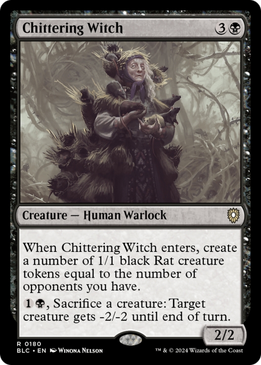 Chittering Witch in the group Magic the Gathering / Sets / Bloomburrow Commander at Proxyprinters.com (96336)