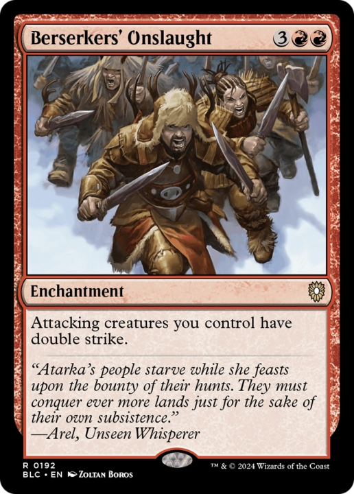 Berserkers' Onslaught in the group Magic the Gathering / Sets / Bloomburrow Commander at Proxyprinters.com (96810)