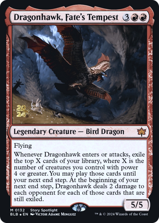 Dragonhawk, Fate's Tempest in the group Magic the Gathering / Sets / Bloomburrow Promos at Proxyprinters.com (97060)