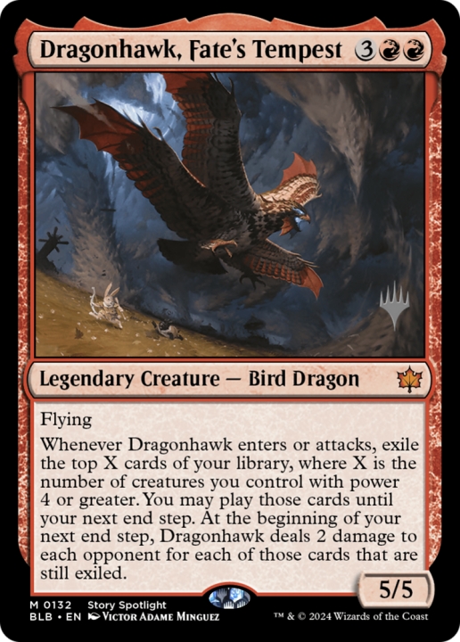 Dragonhawk, Fate's Tempest in the group Magic the Gathering / Sets / Bloomburrow Promos at Proxyprinters.com (97209)