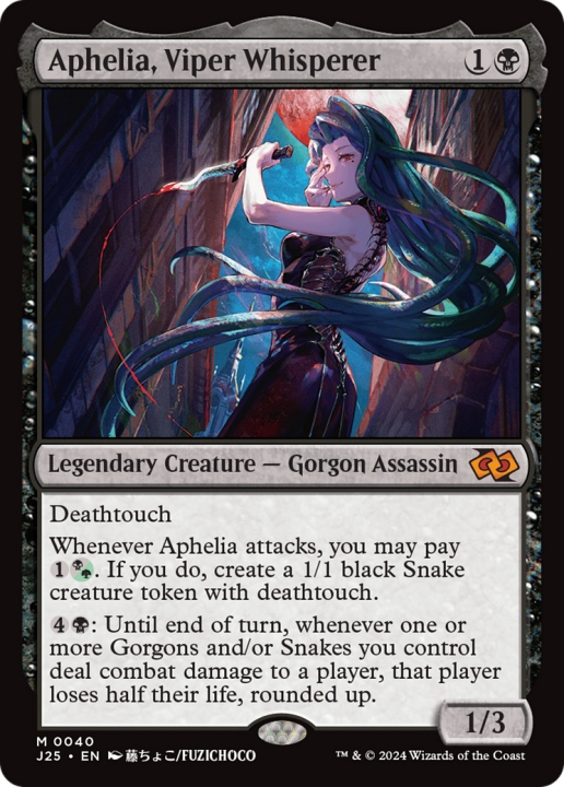 Aphelia, Viper Whisperer in the group Magic the Gathering / Types / Colors / Black at Proxyprinters.com (99250)