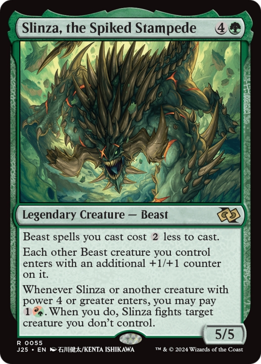 Slinza, the Spiked Stampede in the group Magic the Gathering / Types / Colors / Green at Proxyprinters.com (99923)